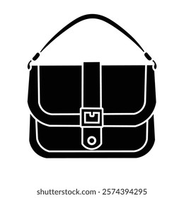 Sling bag silhouette, black satchel bag illustration vector