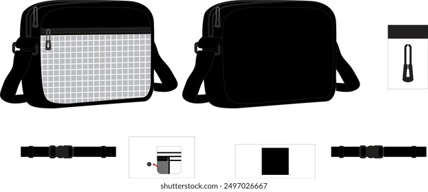 Sling bag template with all sides