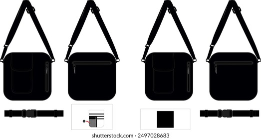 Sling bag template with all sides