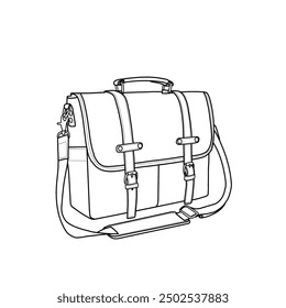 Sling bag. Top handle bag. Satchel bag double buckle flat sketch fashion illustration drawing template mock-up