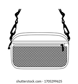 Sling bag vector illustration flat outline template