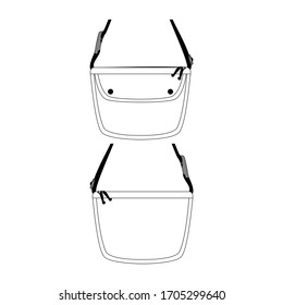 Vektorillustration mit Sling-Beutel, Illustration mit flachen Skizzen Vorlage