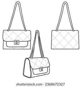 Sling bag vector illustration flat outline template. Vector illustration of sling bag icon line isolated on a white background