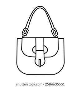 Sling bag vector line art, ladies bag outline illustration, women hand bag line icon, female bag clip art