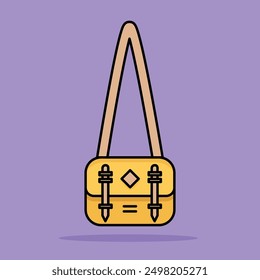 Bolso de la honda en Ilustración vectorial plana amarilla, bolso bodern con la correa perfecta para sus necesidades del diseño como para el Anuncio, el volante o el icono digital