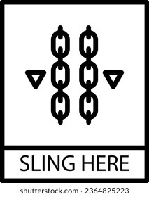 Sling Here icon with black frame isolated on white background. Sling Here symbol. Label vector illustration