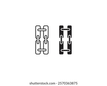 Sling here icon black and white, chain icon symbol vector illustration on white background