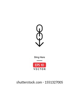 Sling Here Icon. Ecommerce Isolated On White Background. With Line Style. Delivery Icon. EPS10 - Vector