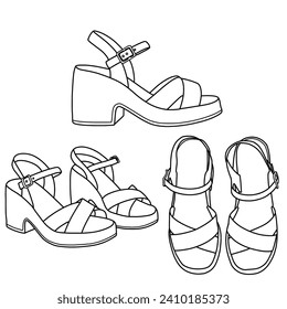 Slingback heel open toe isolated on a white background, vector illustration.