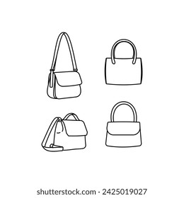 slingbag, shoulder bag illustration, icon set