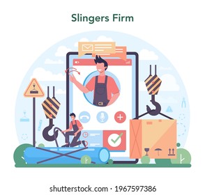 Slinger online service or platform. Professional workers of constructing