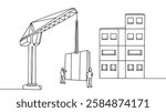 Slingers work on a construction site. They properly secure and secure heavy loads to ensure they move safely and avoid accidents and injuries. The important work of slingers. Vector illustration