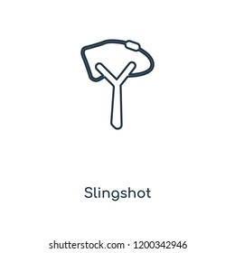Slingshot concept line icon. Linear Slingshot concept outline symbol design. This simple element illustration can be used for web and mobile UI/UX.