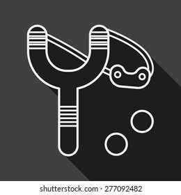 slingshot flat icon with long shadow, line icon