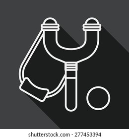 slingshot flat icon with long shadow, line icon