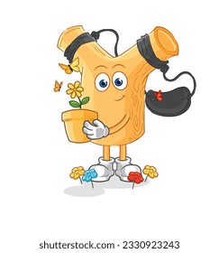 la honda con una maceta de flores. vector de caracteres