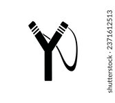 Slingshot icon flat sign  vector illustration.