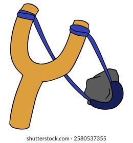 slingshot illustration hand drawn isolated vector