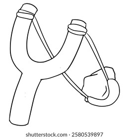 slingshot illustration hand drawn outline vector