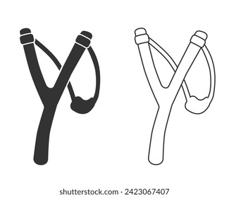Slingshot line icon set flat sign vector