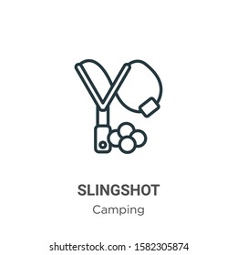Slingshot outline vector icon. Thin line black slingshot icon, flat vector simple element illustration from editable camping concept isolated on white background
