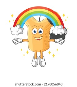 der Schleuderschuss mit Regenbogen. Cartoon-Vektorgrafik