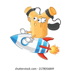 The Slingshot Ride A Rocket Cartoon Mascot Vector