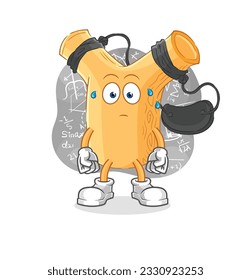 the slingshot thinking hard vector. cartoon character