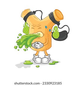 der Schleuder wirft den Cartoon auf. Cartoon-Maskottvektor
