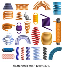 Slinky coil icon set. Cartoon set of slinky coil vector icon for web design