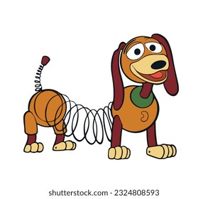 Slinky Dog art pet funny icon vector design Sheriff  Woody Buzz Lightyear flay jet toy story art logo sign symbol figure fun cowboy toy story character hero smile happy template isolated white - Shutterstock ID 2324808593
