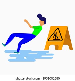 slip accident flat icon of vector illustration