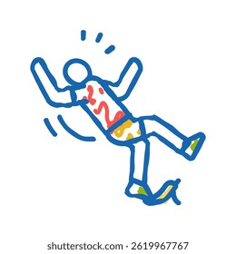 slip banana peel doodle icon sketch vector. slip banana peel sign. isolated symbol illustration
