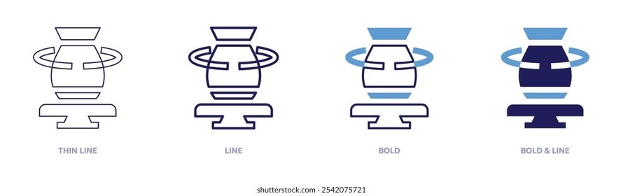 Slip casting icon in 4 different styles. Thin Line, Line, Bold, and Bold Line. Duotone style. Editable stroke.