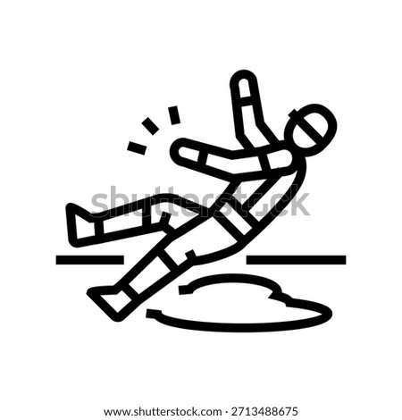 slip and fall on wet floor line icon vector. slip and fall on wet floor sign. isolated contour symbol black illustration