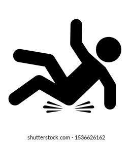 Slip and fall vector icon isolated on white background