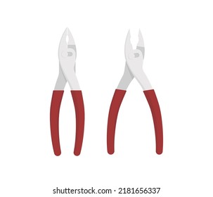 Slip joint pliers illustration vector flat design isolated. Pliers vector. Open closed plier