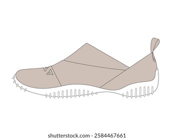 Slip on sneakers ladies vector design technical illustration by adobe illustrator.