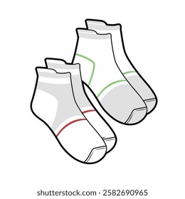 Slip on socks for men and women vector template technical design by adobe illustrator.