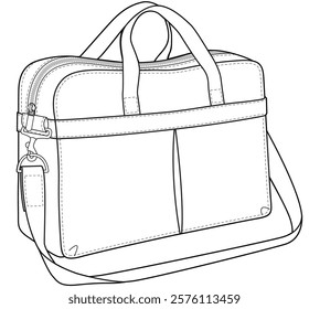 slip pocket holdall bag flat sketch vector illustration