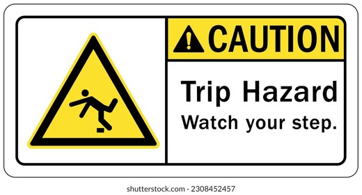 Slip and trip hazard sign and labels