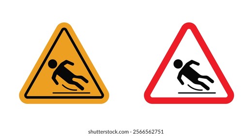 Slip Warning sign in black and color style