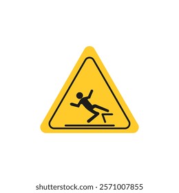 Slip Warning sign flat line symbol set.