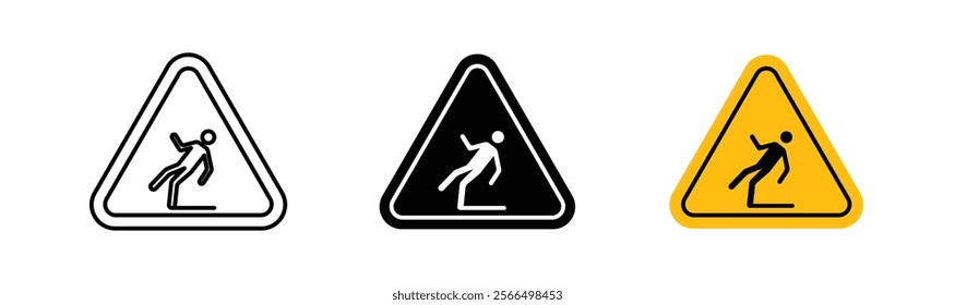 Slip Warning sign flat and linear vector illustration on white background.