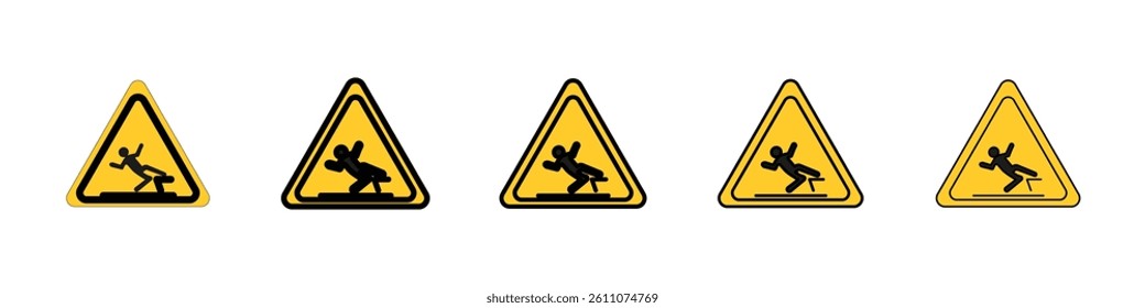 Slip Warning sign Symbol mark in Outline style