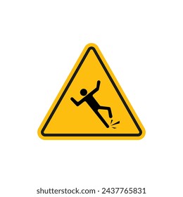 Slip Warning Sign Vector Line Icon illustration.