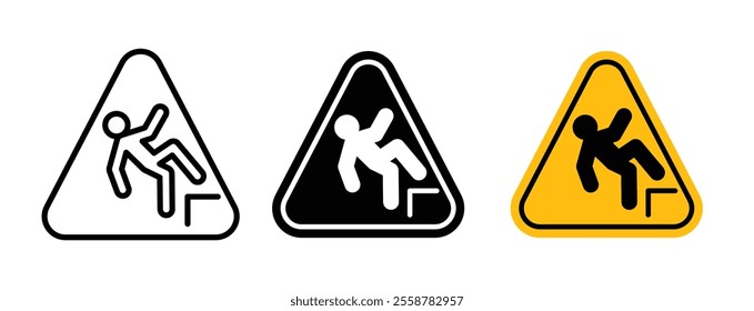 Slip Warning sign vector set