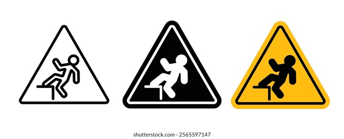 Slip Warning signs in black and yellow colors