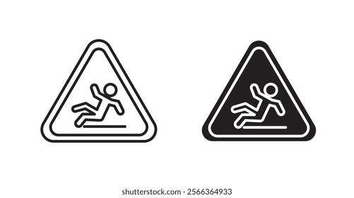 Slip Warning signs in line stroke and flat versions