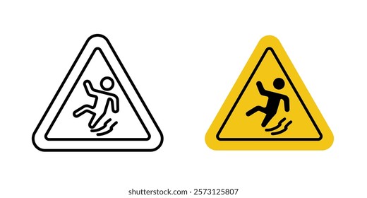 Slip Warning signs set vectors on white background.